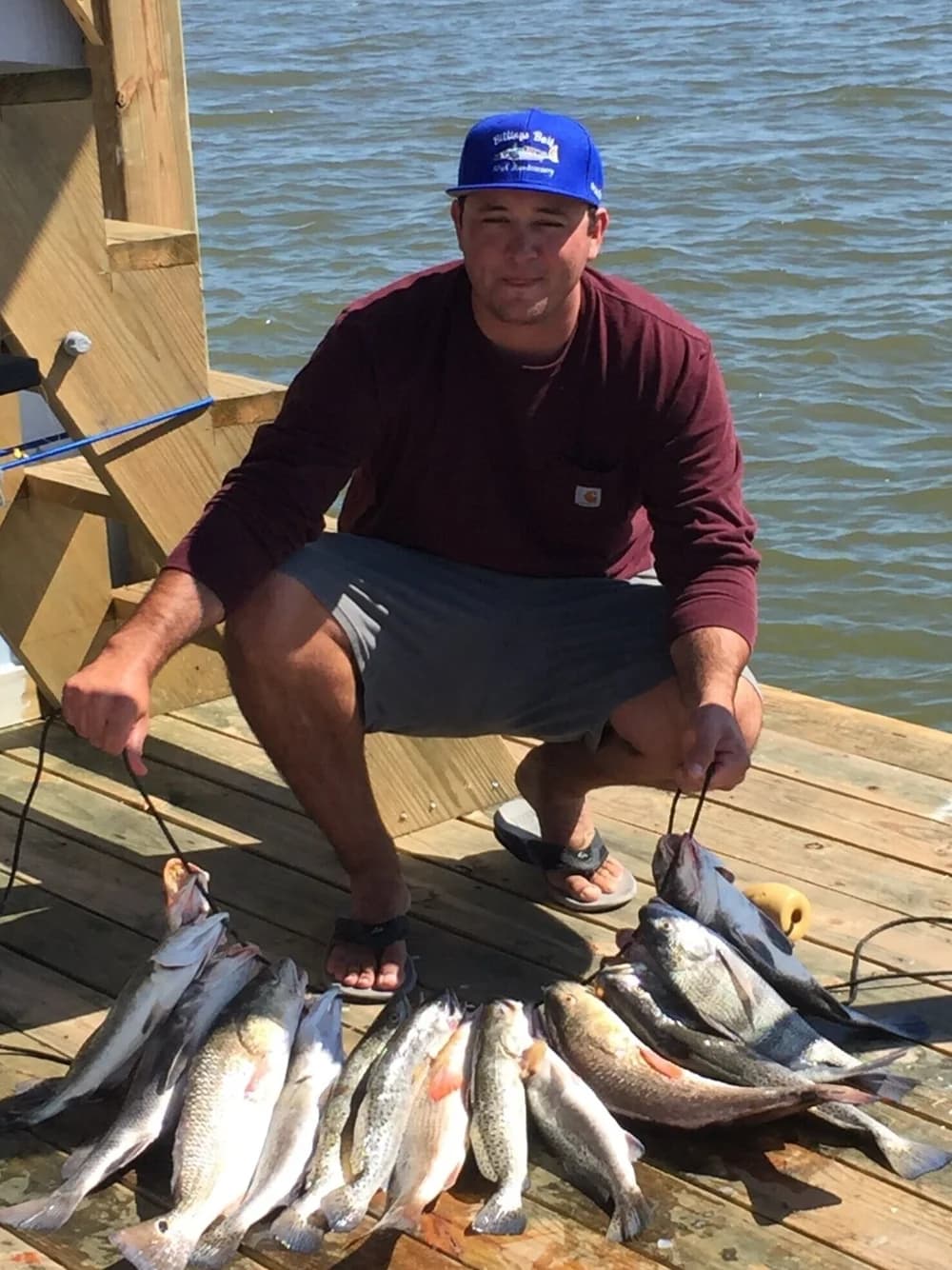 Guided fishing trip catch on a Baffin Cabins dock